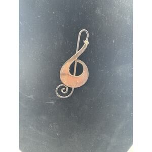 Taxco Mexico Sterling Silver 925 Treble Clef Pin Brooch Vintage